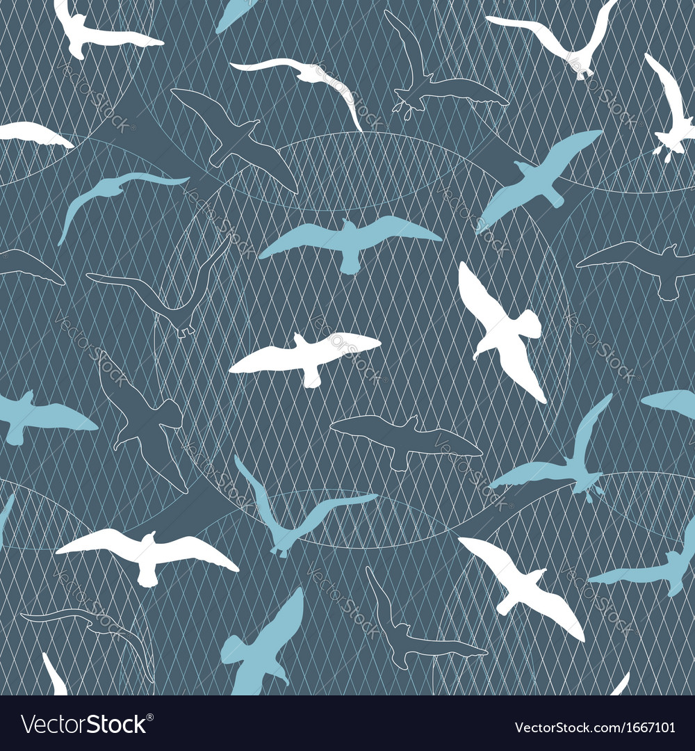 Seamless pattern with seagulls