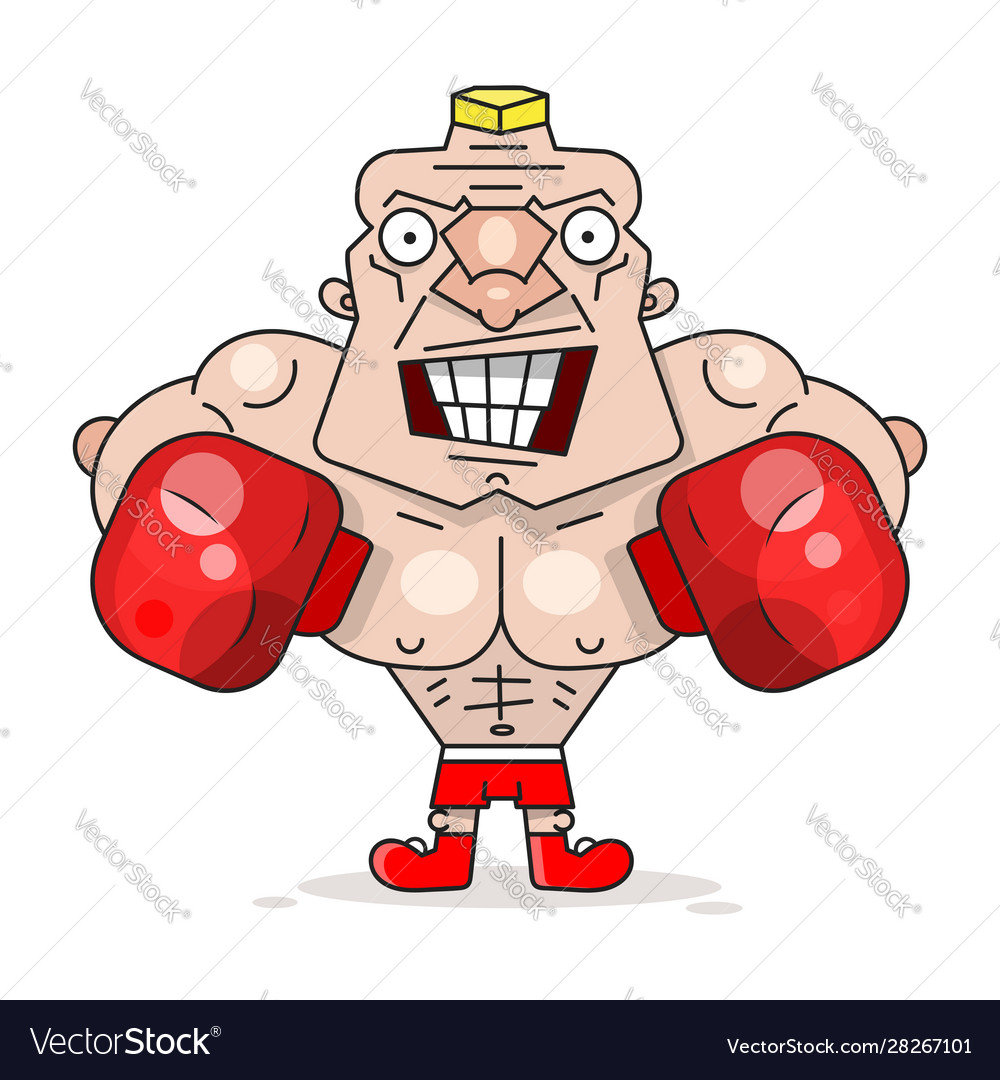 Smiling caucasian white boxer in red boxing