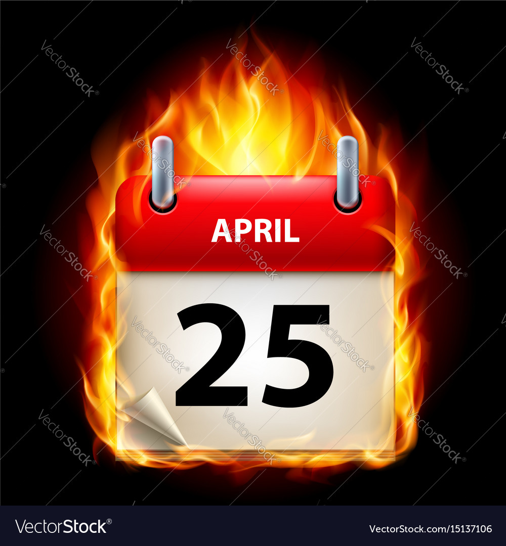 Burning Calendar Icon - April 25th