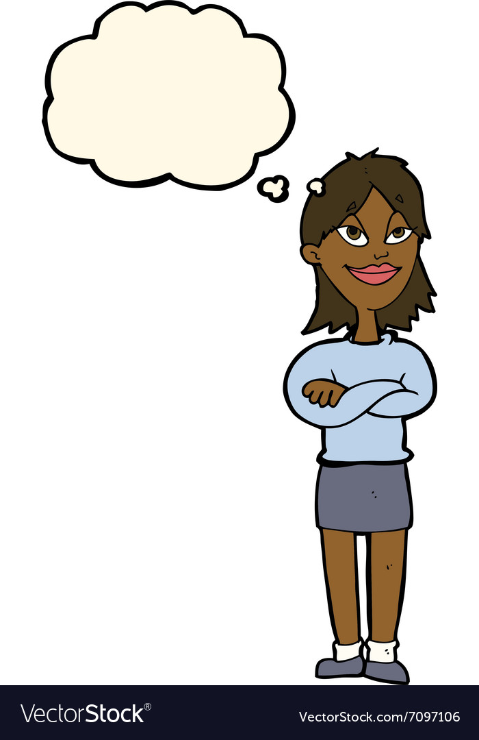 Cartoon proud woman with thought bubble Royalty Free Vector Cartoon proud woman with thought bubble Royalty Free Vector