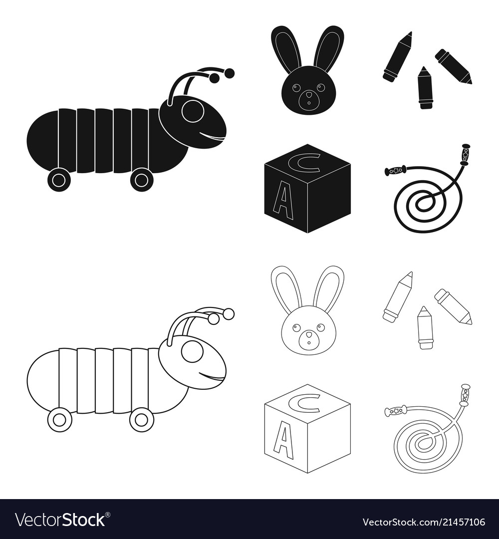 Kinderspielzeug Blackoutline Icons in Set-Sammlung