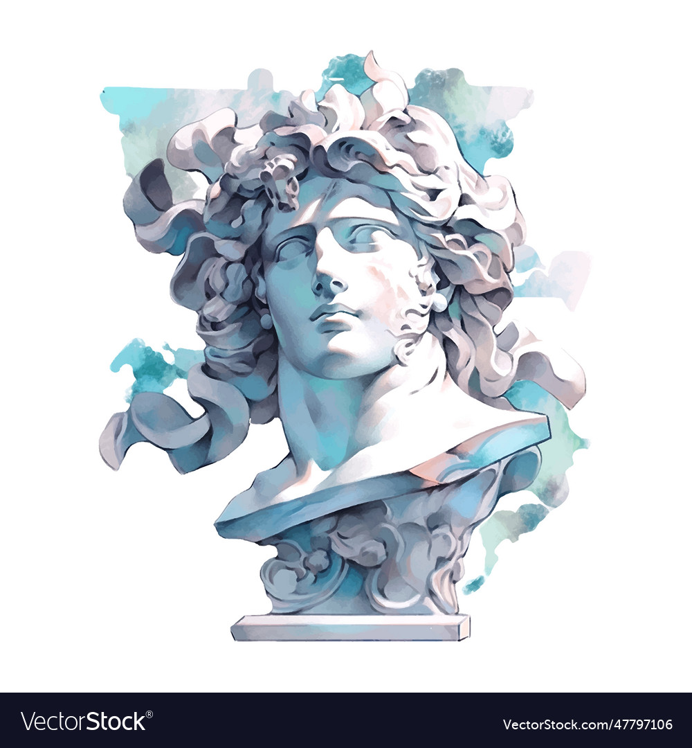 Contemporary art with antique statue head Vector Image