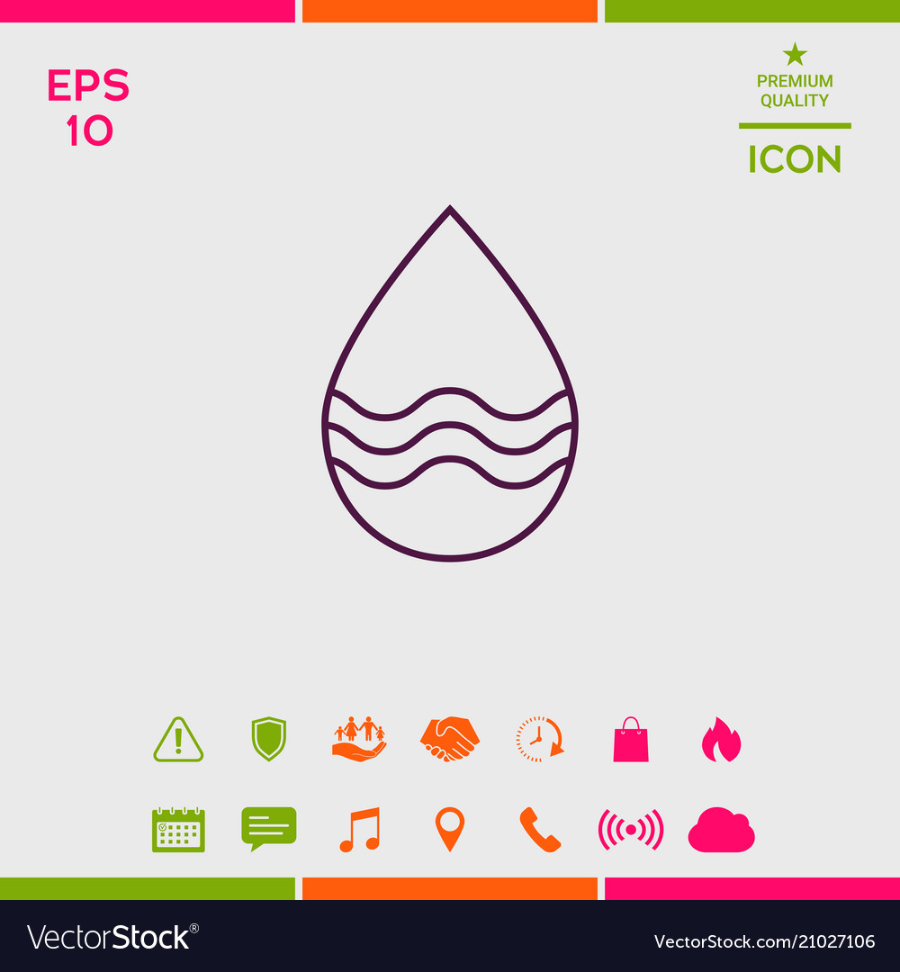 Drop line icon with waves