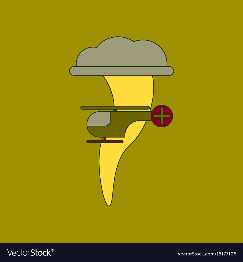 Flat icon stylish background tornado helicopter