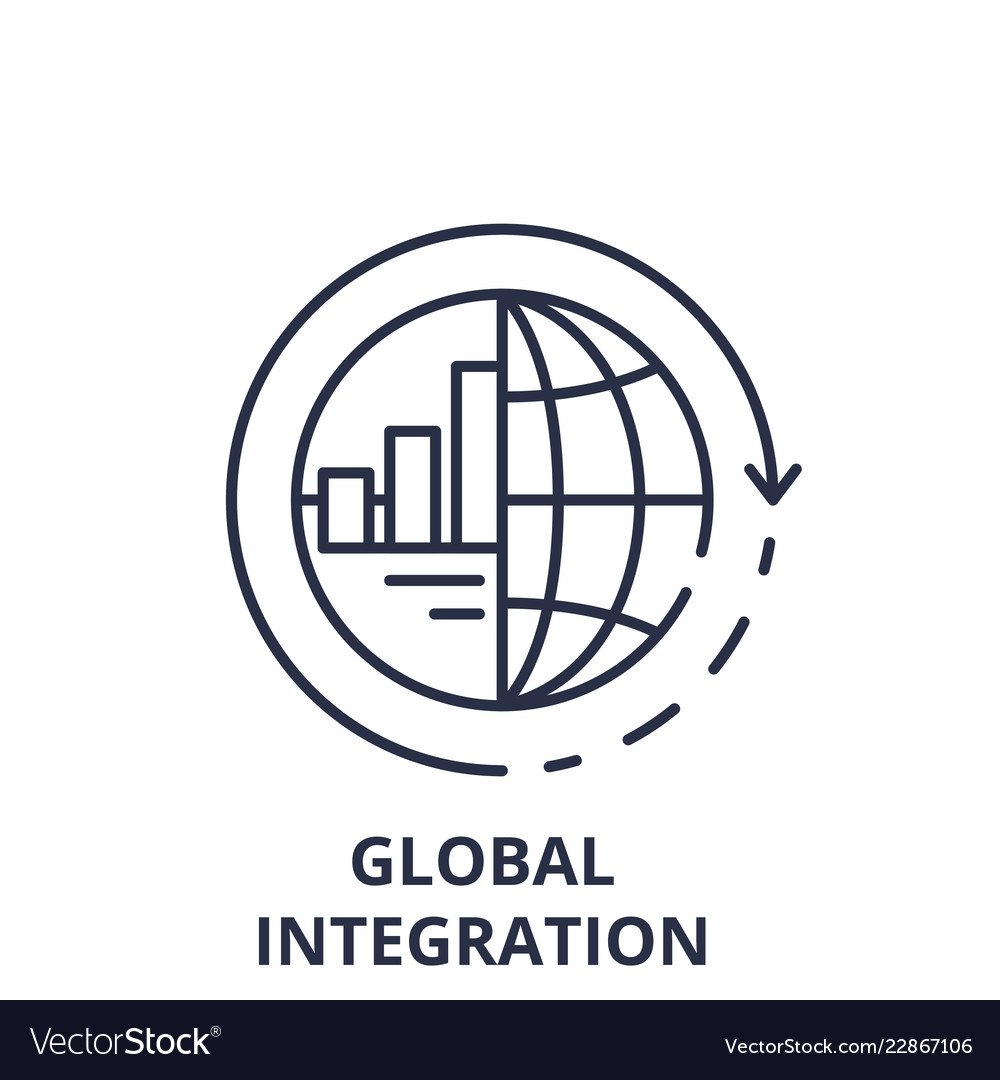 Global integration line icon concept vector image Global integration line icon concept