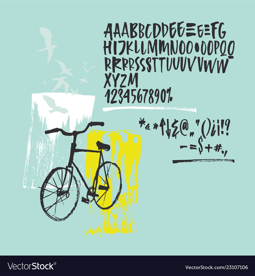 Handwritten script font brush vector image Handwritten script font brush
