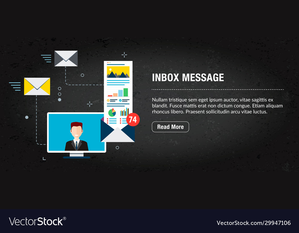 Inbox message banner internet with icons vector image Inbox message banner internet with icons