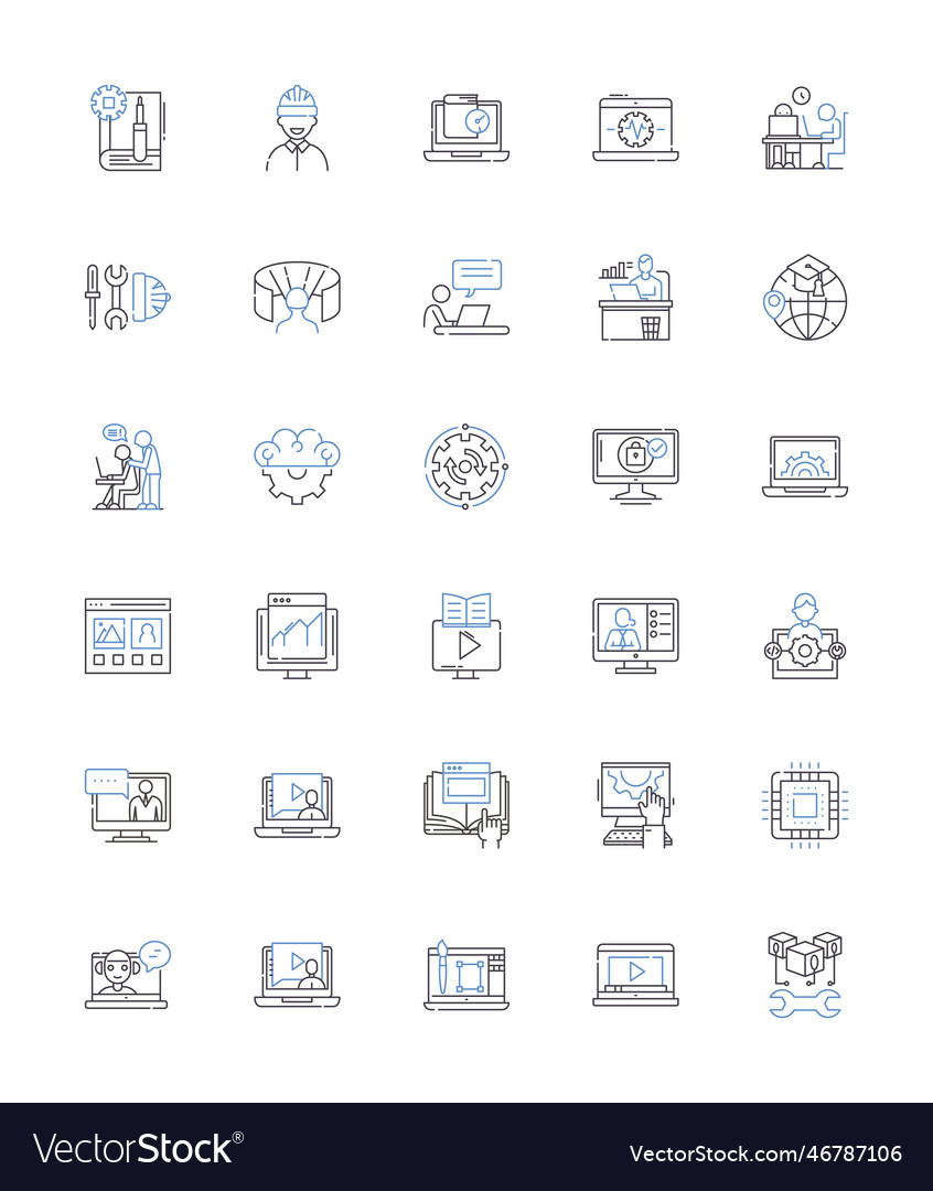 Internet location line icons collection web vector image Internet location line icons collection web