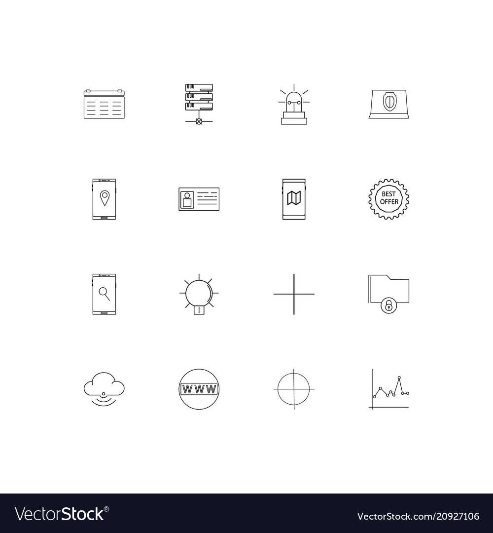 Internet technologies linear thin icons set
