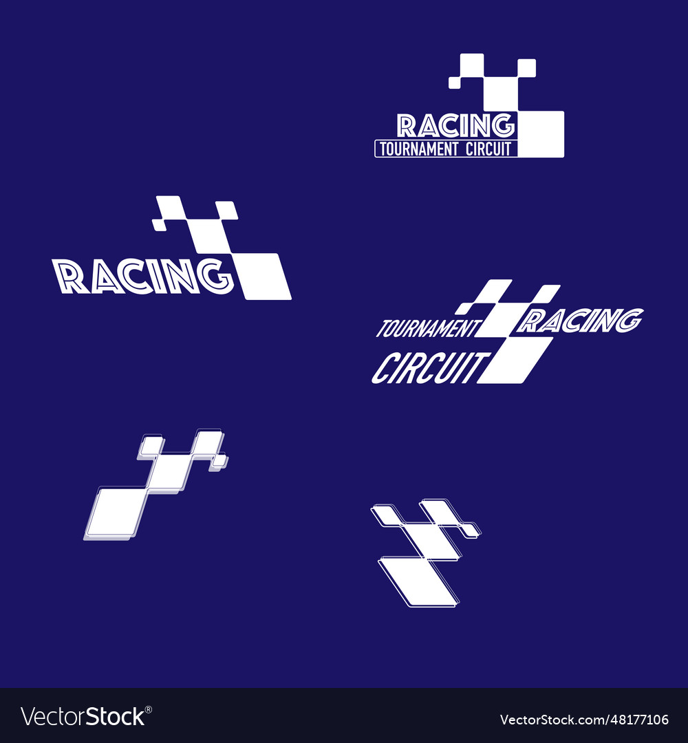 Racing White Checkered Abstract Design Elements Vector Image