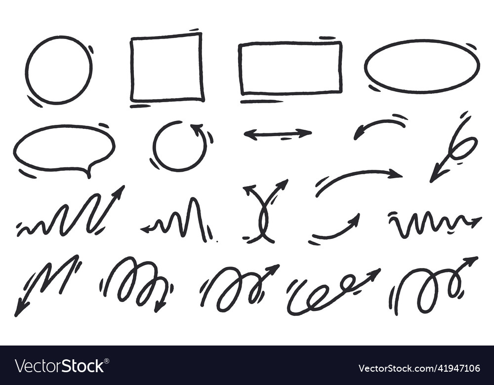 Set arrows and geometric frames doodle