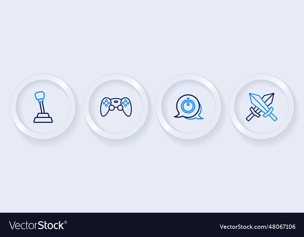 Set line sword for game power button vector image Set line sword for game power button