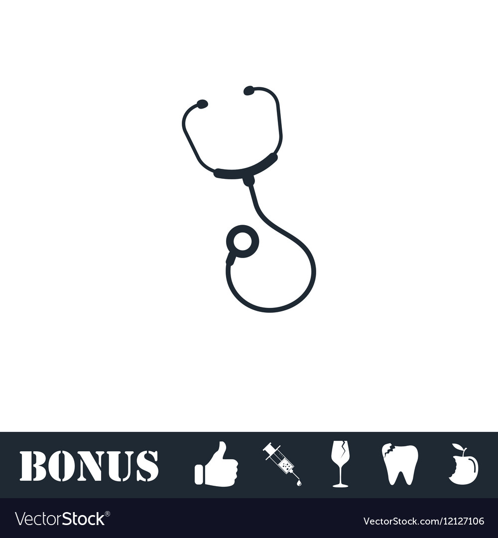 Stethoscope icon flat Royalty Free Vector Image