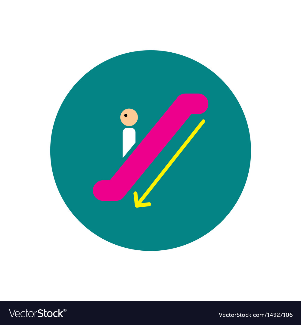 Stylish icon in color circle escalator down