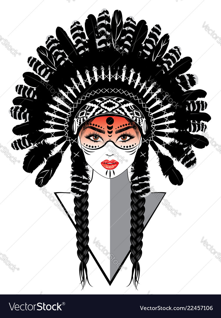 Tribal Girl In War Bonnet Royalty Free Vector Image