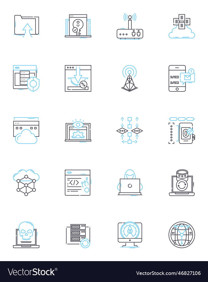Web data linear icons set scraping crawling vector image Web data linear icons set scraping crawling