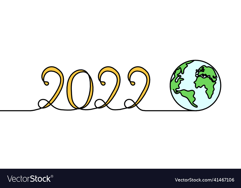 With globe as continuous line drawing on white
