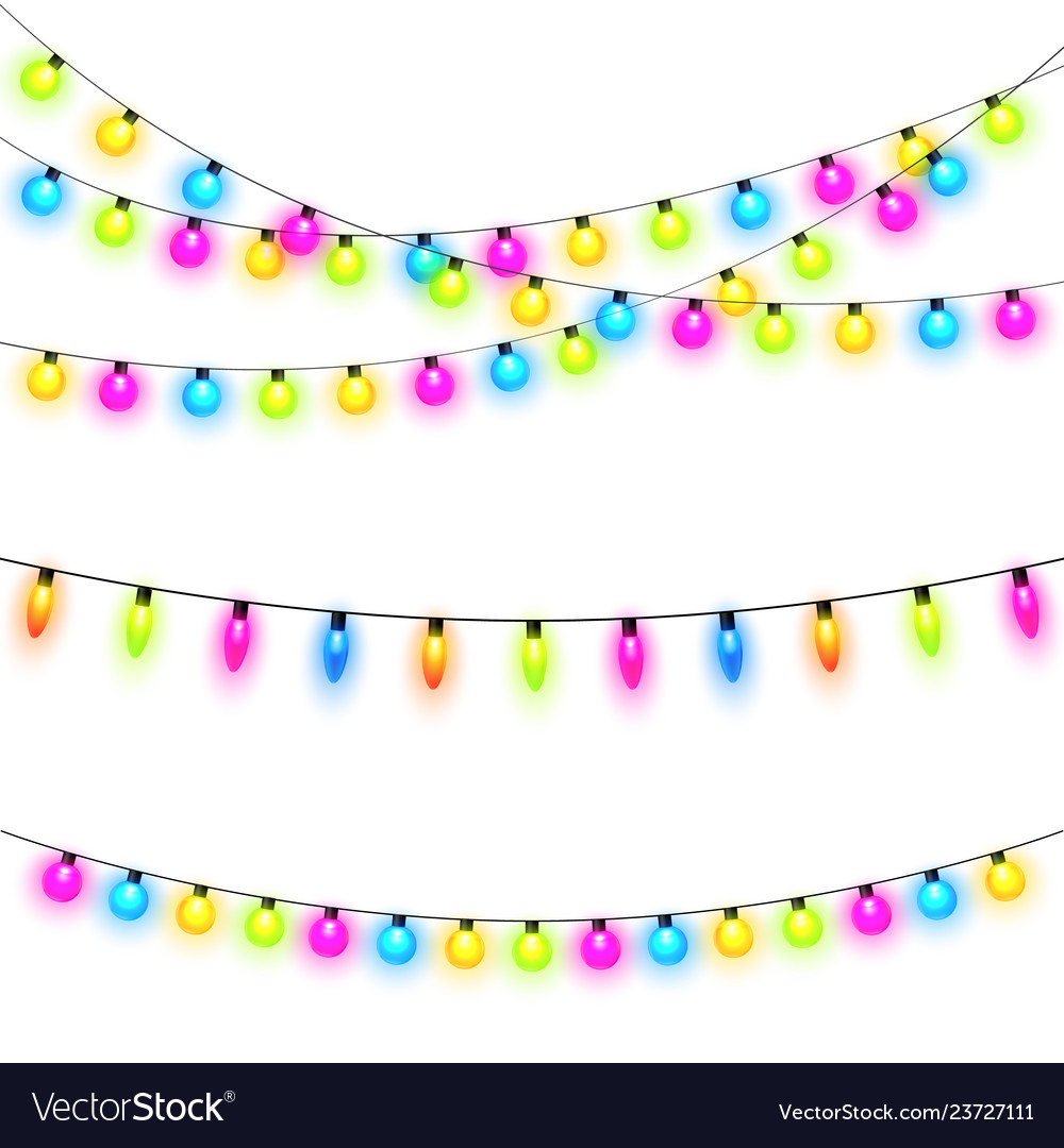 Christmas lights colorful xmas garland Royalty Free Vector