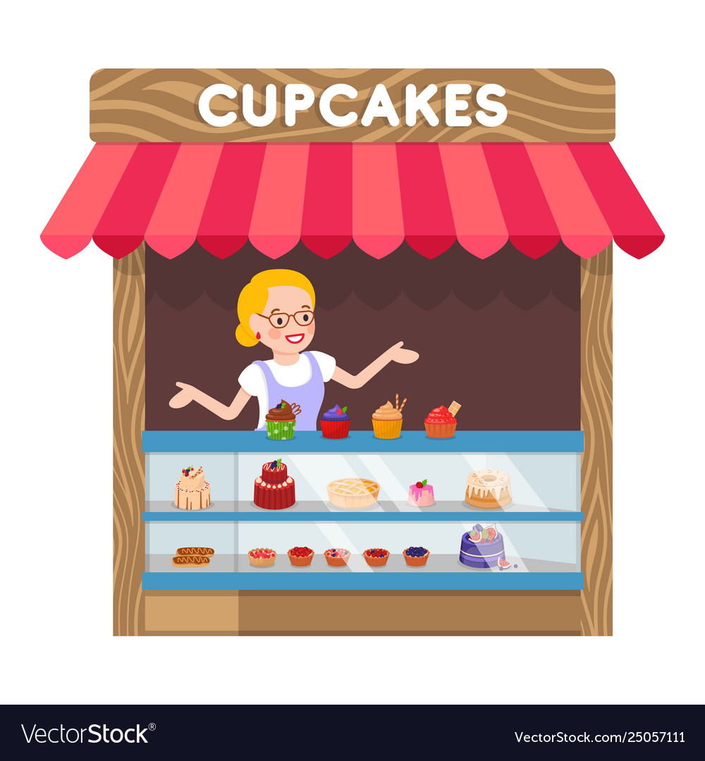 Delicious cupcakes booth flat