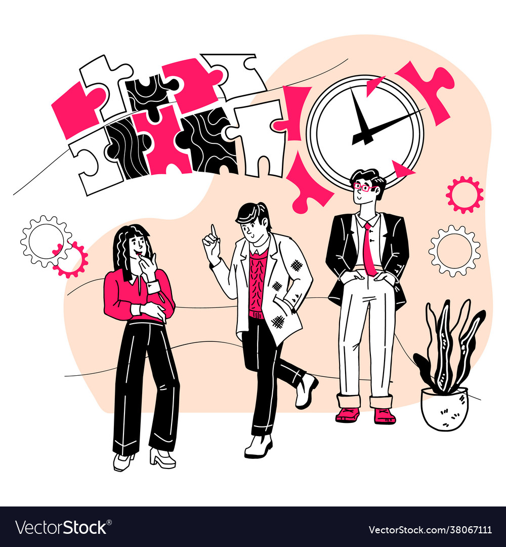 Effective time management concept flat cartoon