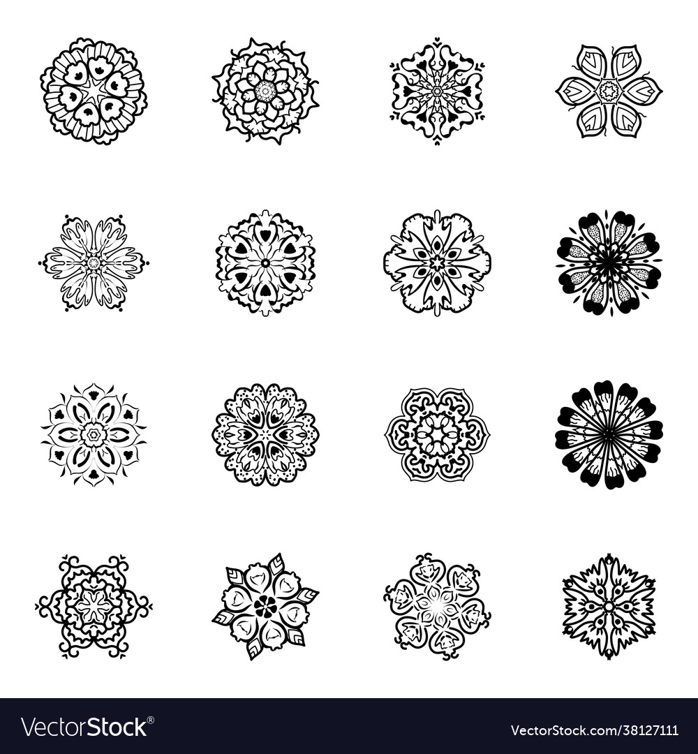 Flowers pattern linear icons pack