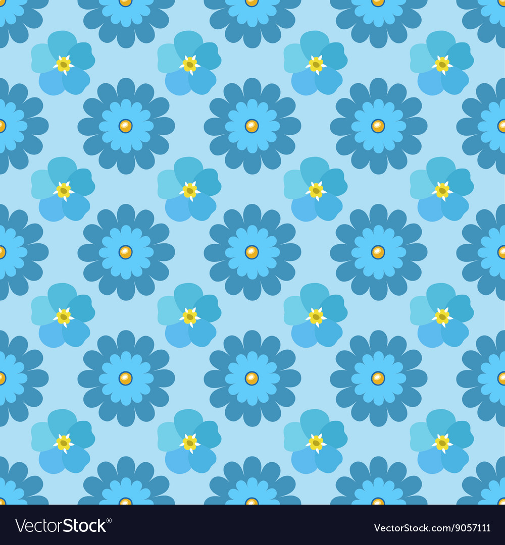 Flowers stylized chamomile forget-me-not seamless