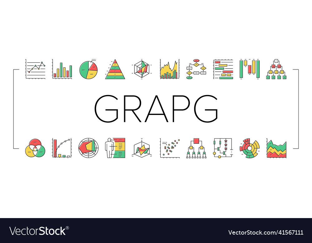 Graph for analyzing and research icons set vector image Graph for analyzing and research icons set