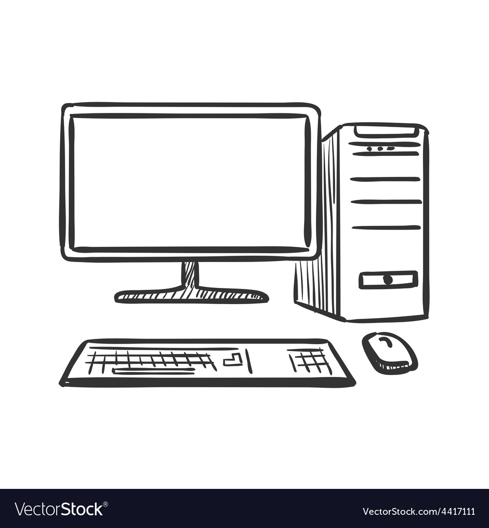 Hand draw doodle computer Royalty Free Vector Image