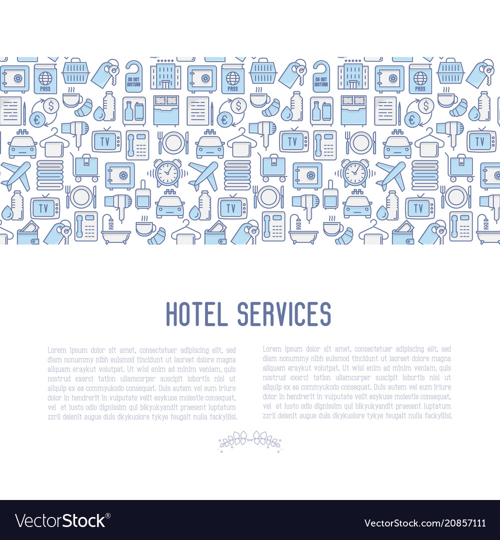 Hotel-Service-Konzept mit dünnen Linien-Icons