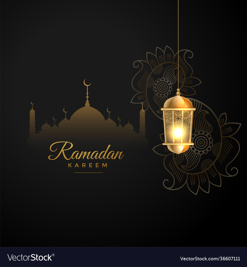 Islamic ramadan kareem wishes greeting in black Vector Image