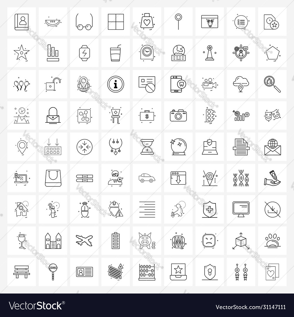 Modern style set 81 line pictograph grid based