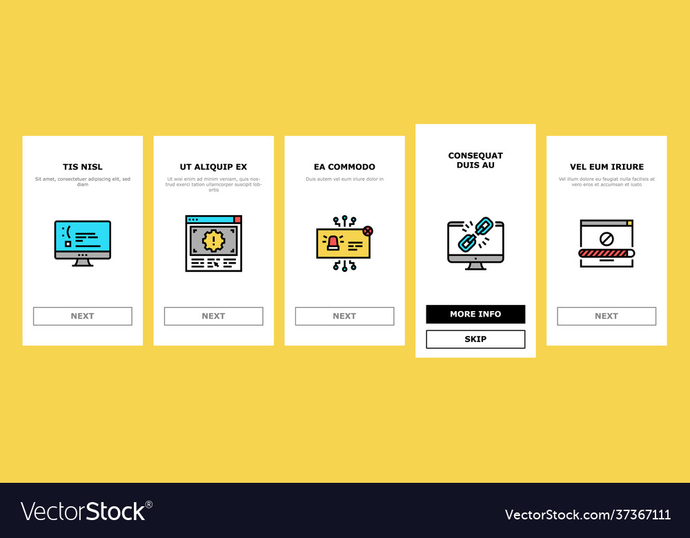 Not found web page onboarding icons set vector image Not found web page onboarding icons set