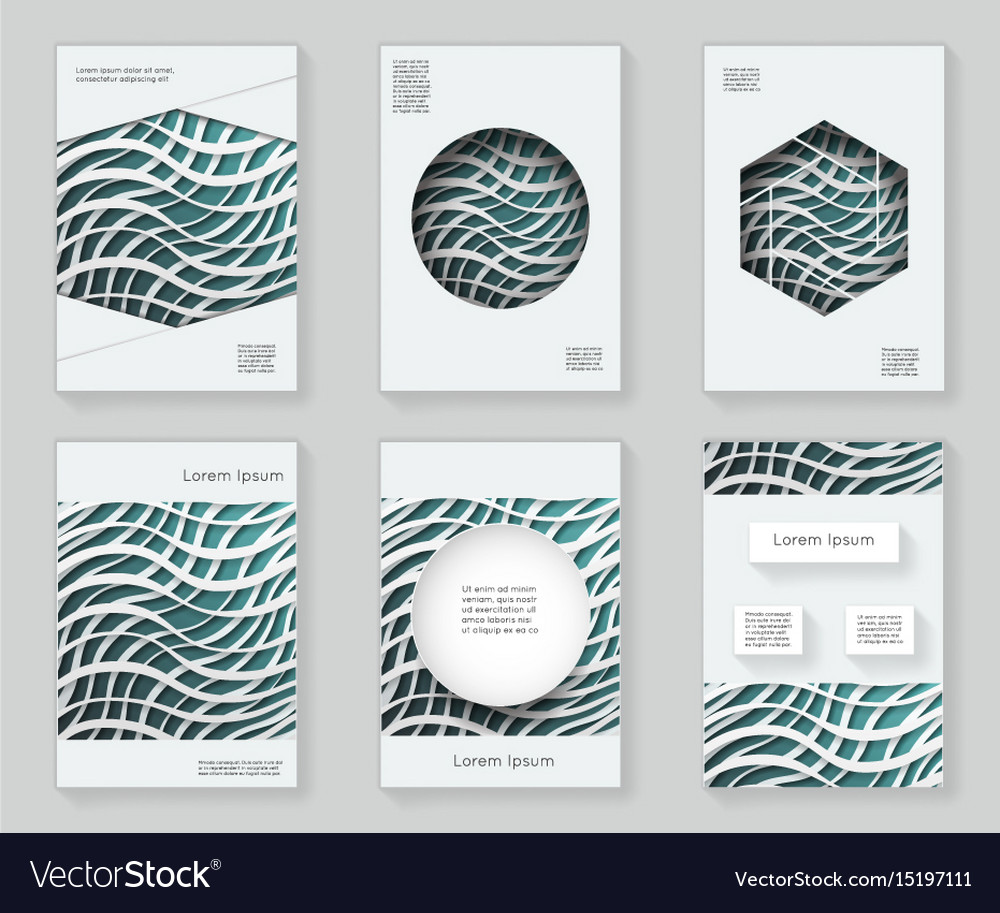 Paper waves 3d over design template colorful