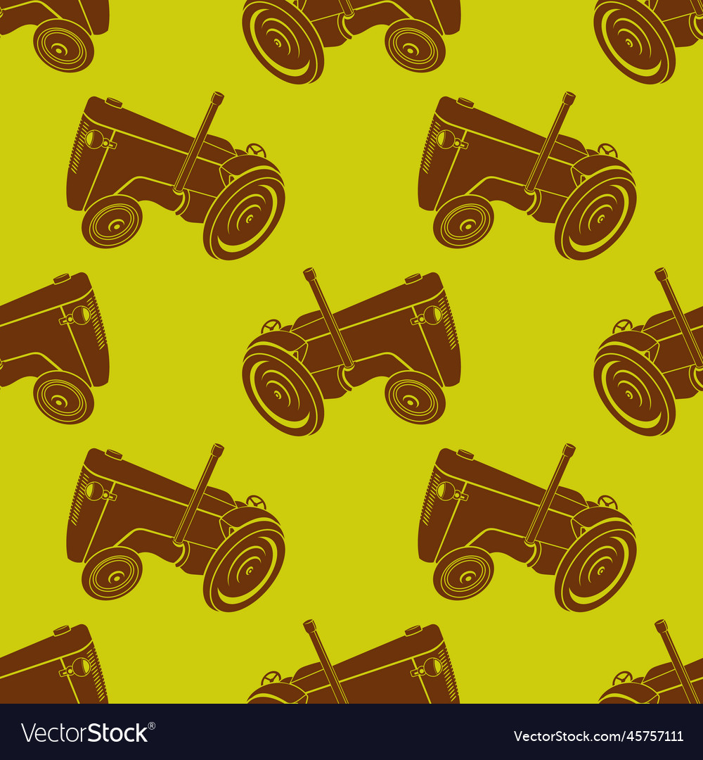 Seamless pattern with old farm tractor