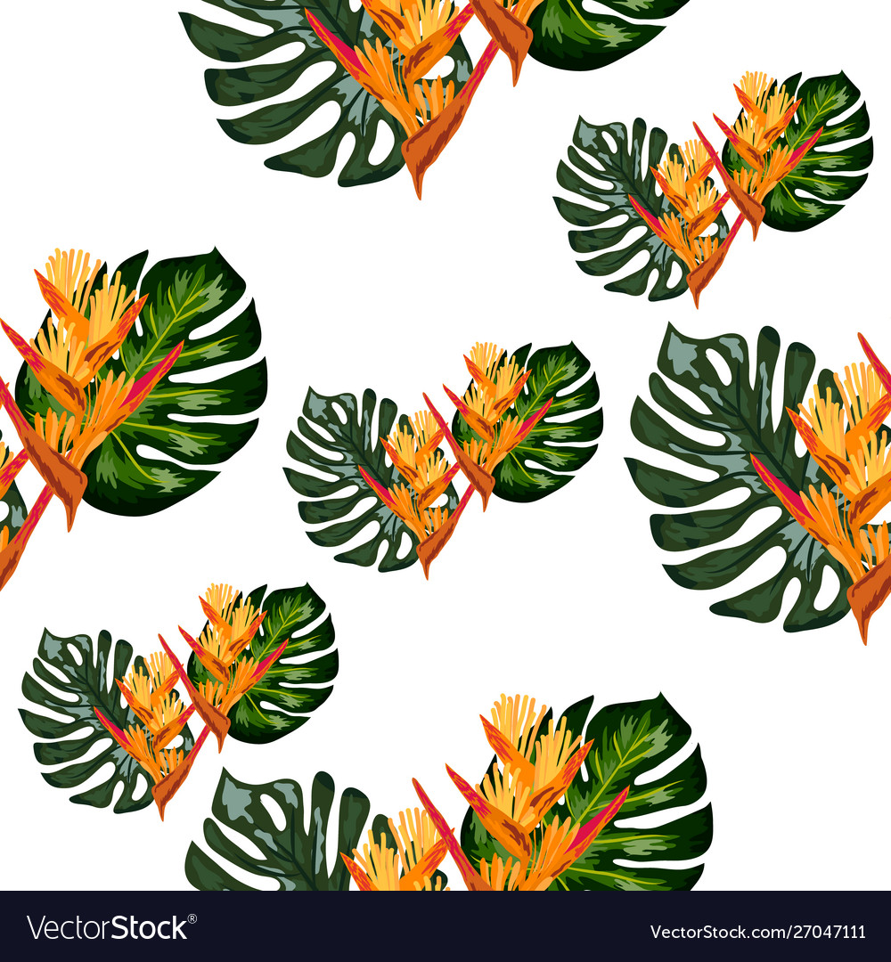 Seamless wallpaper pattern summer jungle art vector image Seamless wallpaper pattern summer jungle art