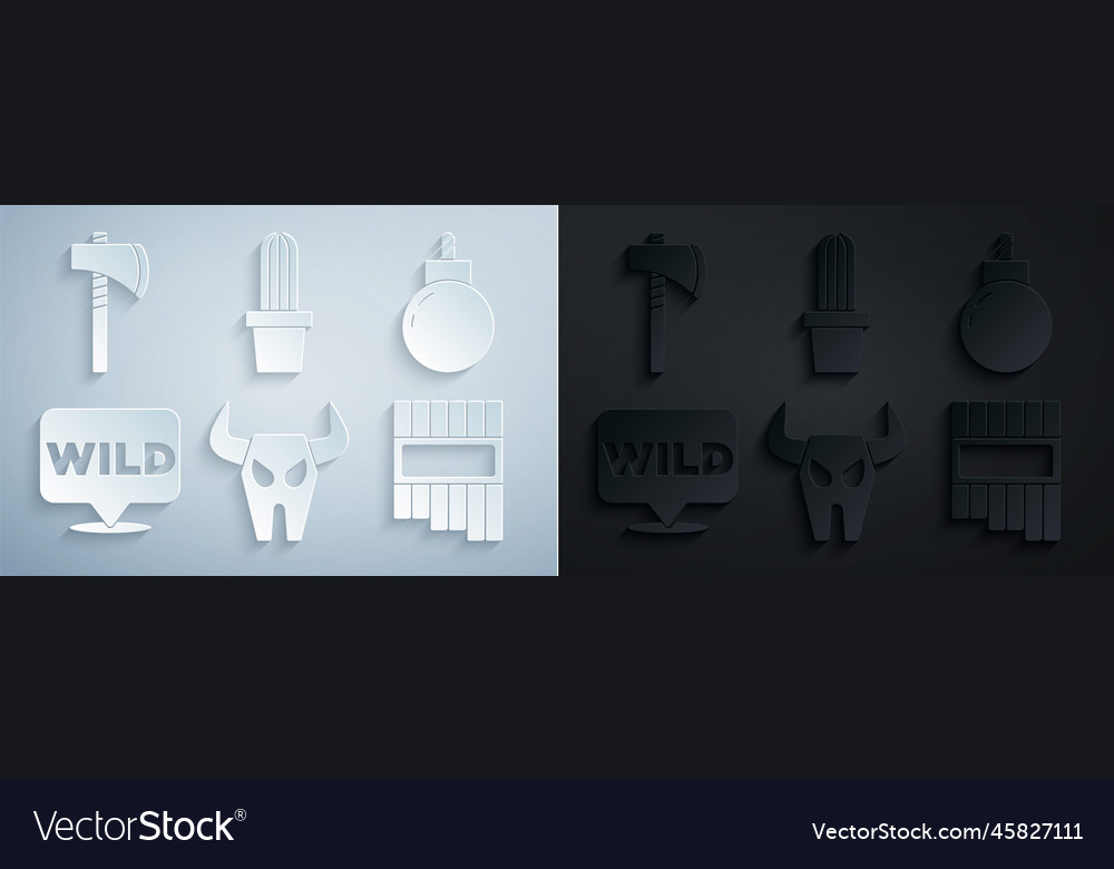 Set buffalo skull bomb ready to explode pointer vector image Set buffalo skull bomb ready to explode pointer