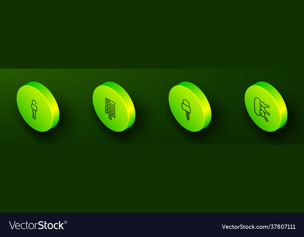 Set isometric line unlocked key password vector image Set isometric line unlocked key password