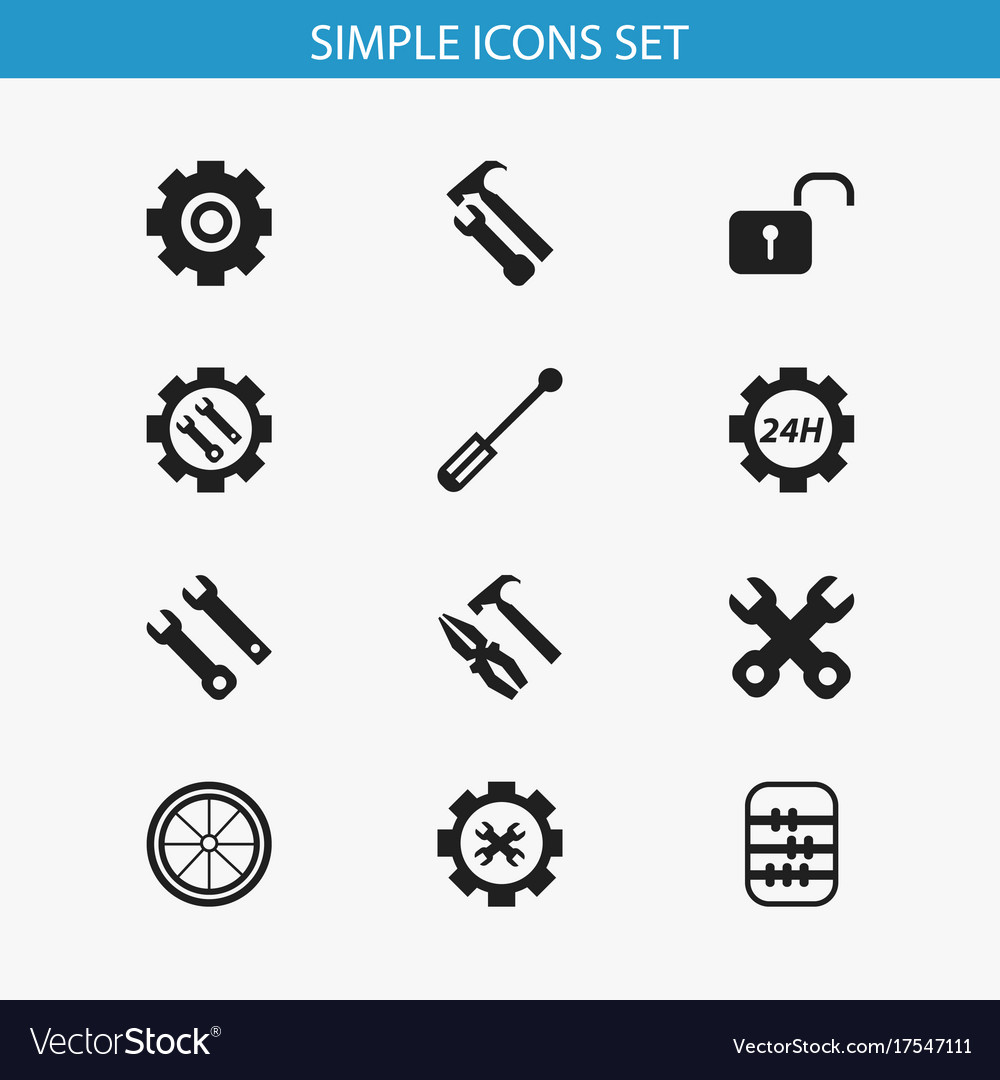 Set of 12 editable mechanic icons includes