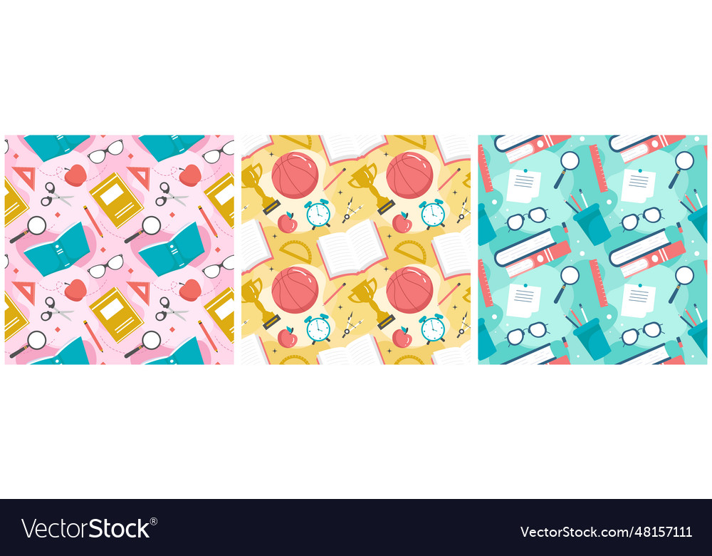 Set von glücklichen Lehrer nahtlose Muster-Design vector image Set von glücklichen Lehrer nahtlose Muster-Design