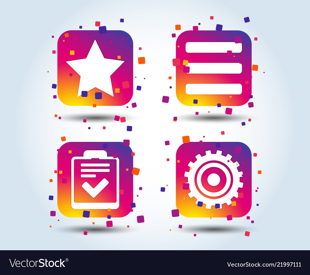 Stern und Menüliste Zeichen Checkliste Gang vector image Stern und Menüliste Zeichen Checkliste Gang