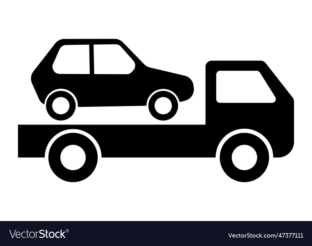 Tow truck car towing car evacuation sign Vector Image