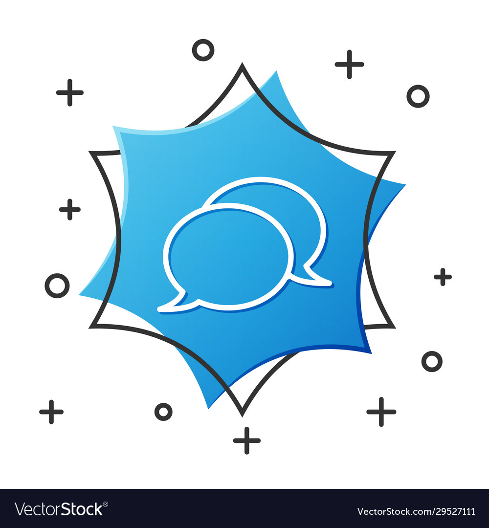 White line speech bubble chat icon isolated