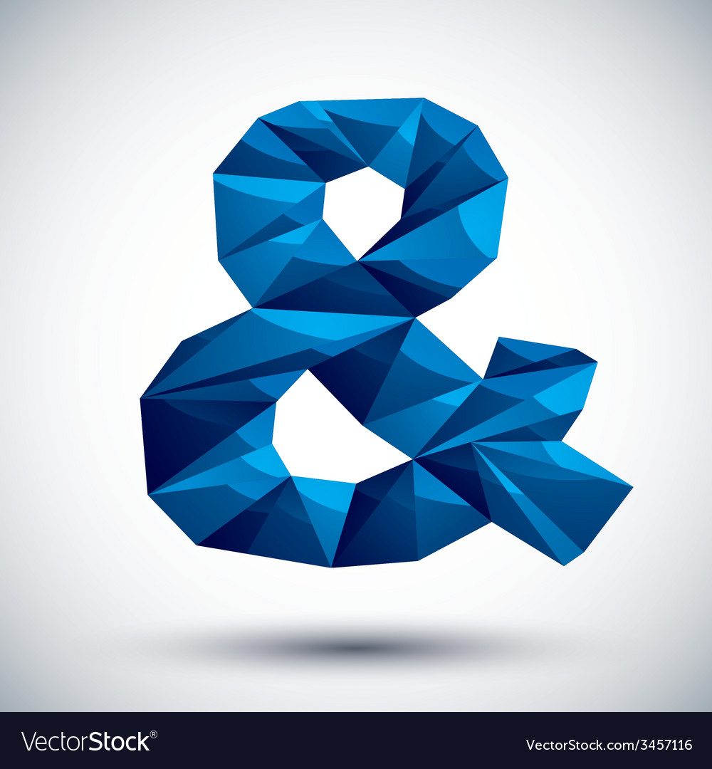 Blue ampersand geometric icon made in 3d modern Vector Image