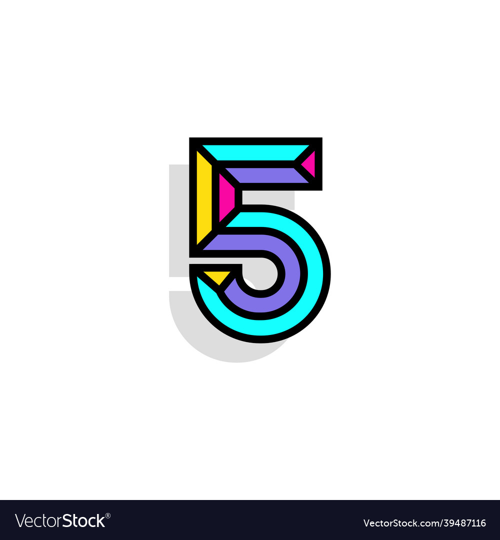 Colorful chisel number 5 vector image Colorful chisel number 5