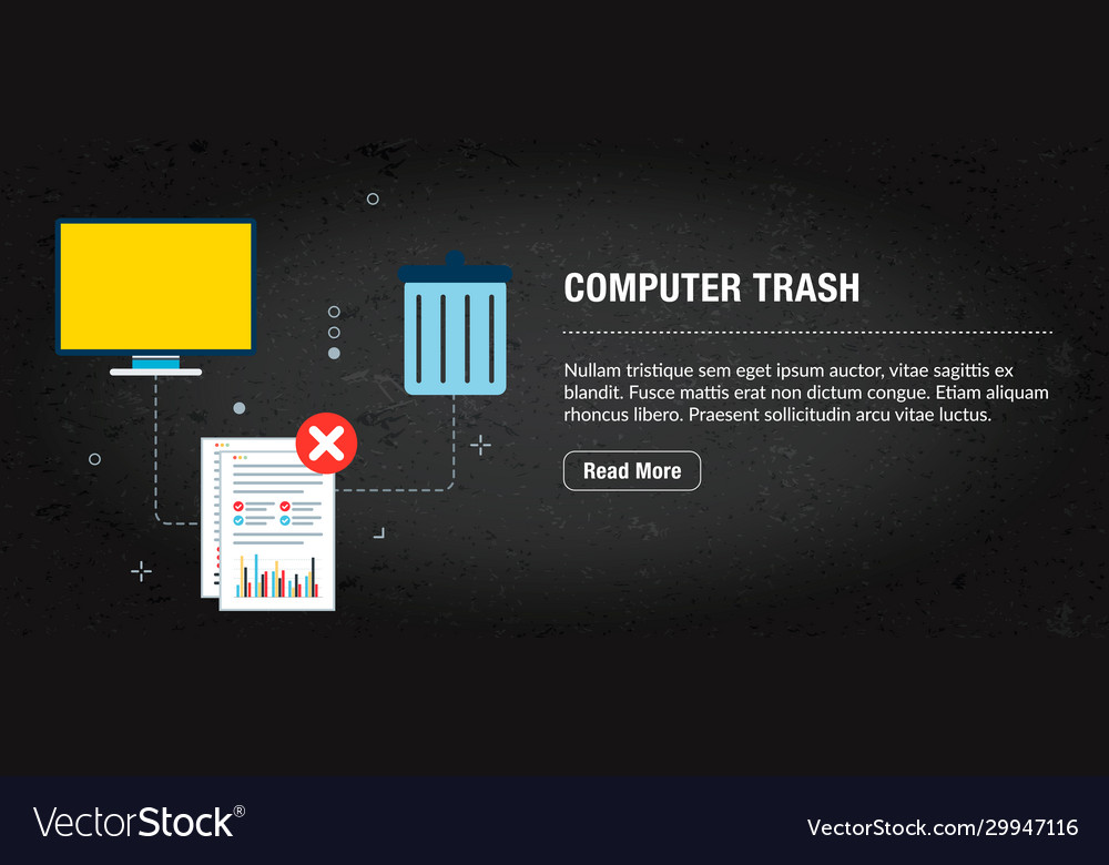 Computer trash banner internet with icons