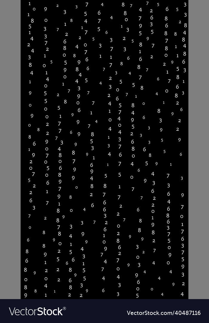 Falling numbers big data concept binary white vector image Falling numbers big data concept binary white