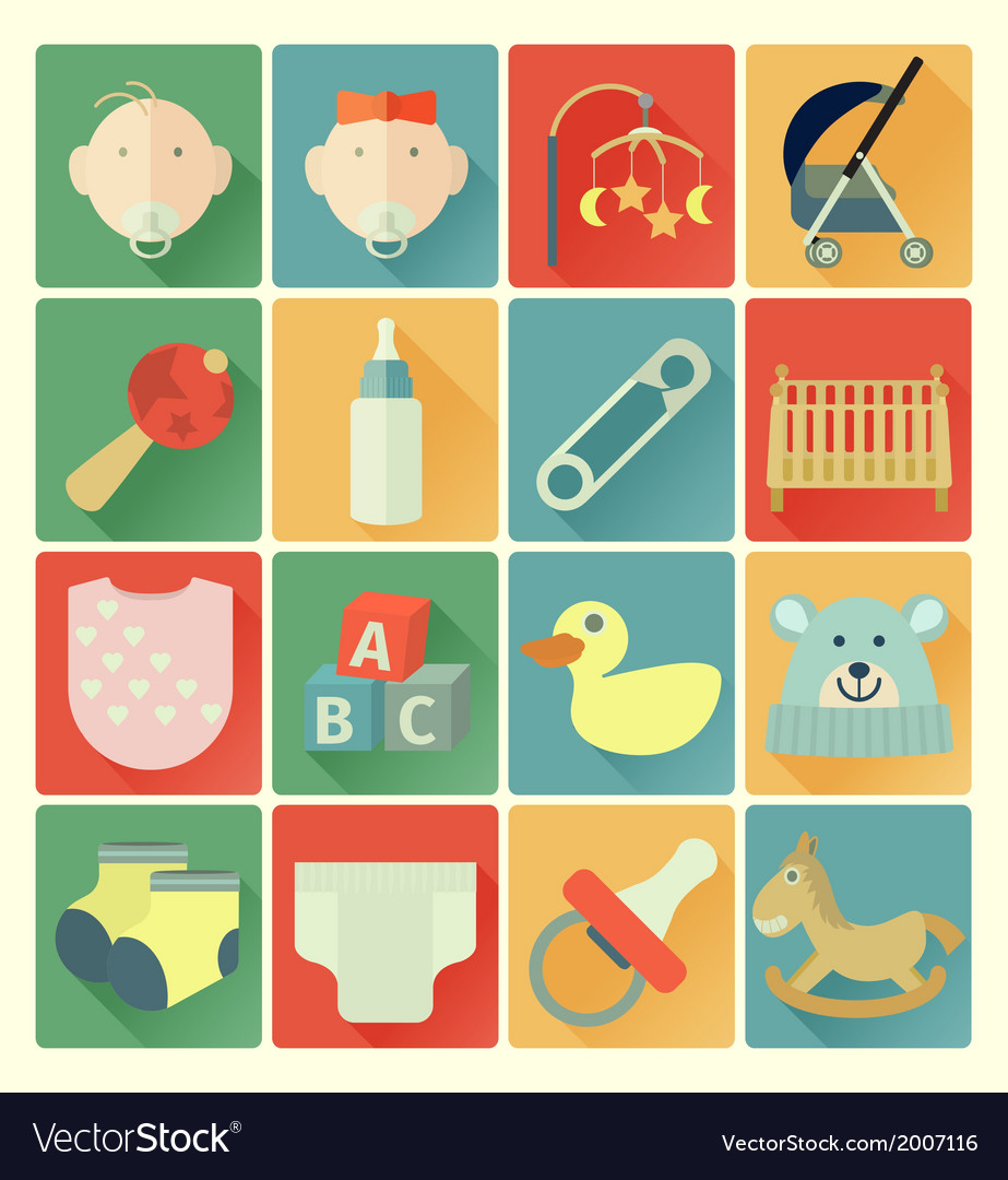 Flat icons baby set