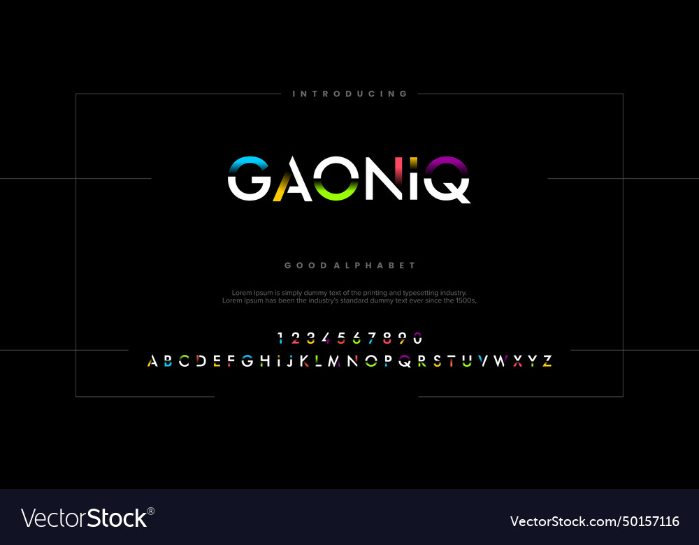 Gaoniq modern abstract digital alphabet font