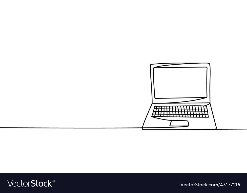 Laptop one line continuous drawing computer Vector Image Laptop one line continuous drawing computer