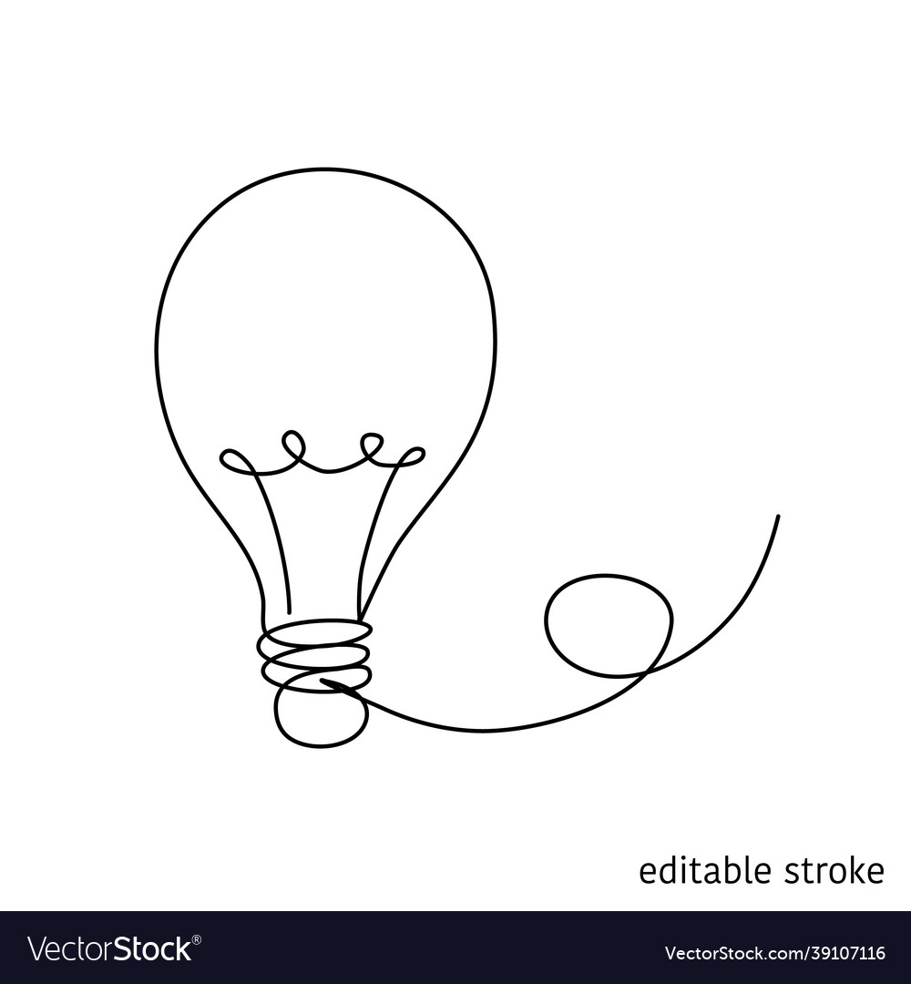 Light bulb in continuous line drawing sketchy vector image Light bulb in continuous line drawing sketchy